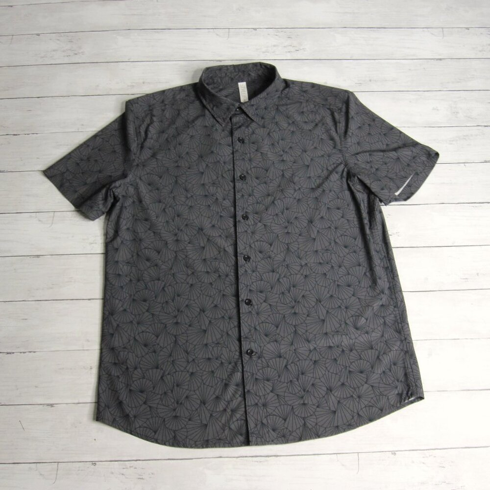 Stylus Men's Button Down Casual Dress Shirt Size M Short Sleeve Gray